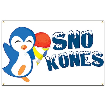 Signmission Sno Kones Banner Heavy Duty 13 Oz Vinyl with Grommets Single Sided B-60 Sno Kones